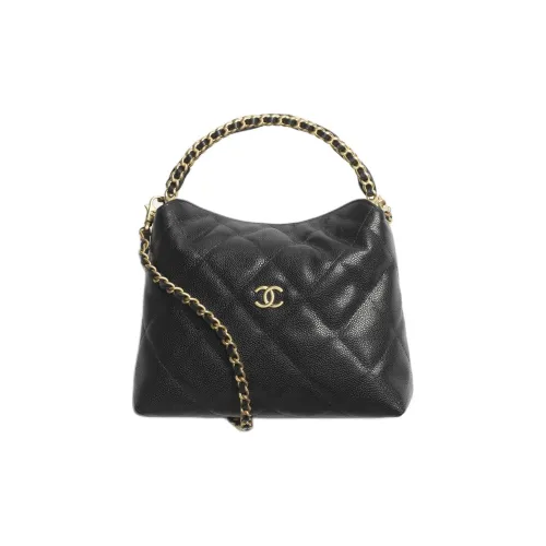 CHANEL С рельефом Тисненый Блестящий Телячья кожа Сумка через плечо Сумка Женская Черная