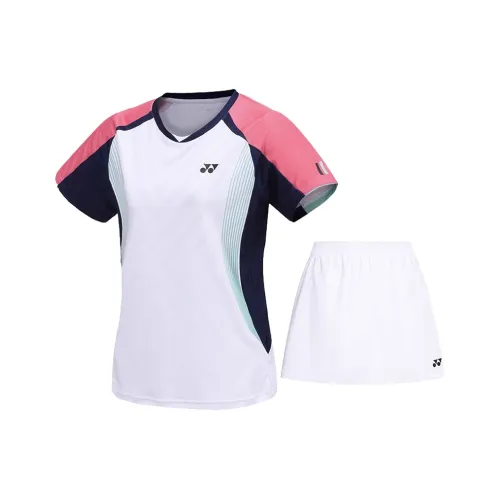 YONEX Комплект [Белый топ + Белая укороченная юбка] Женские бадминтонные Джерси