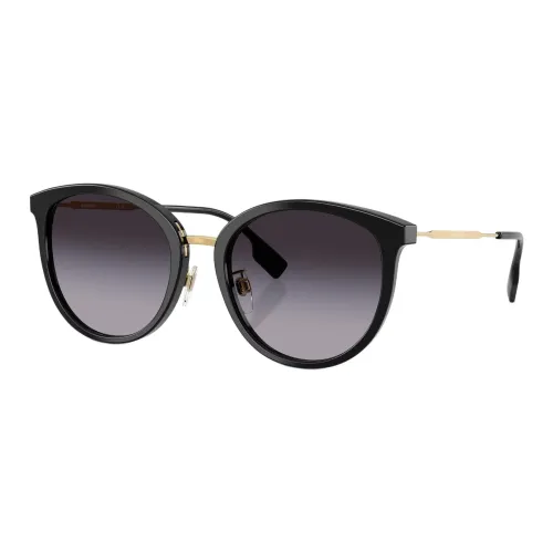 Burberry Пластиковая оправа Круглые Солнцезащитные очки Женские Черные