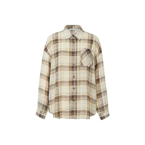 Hopeshow Кофейная клетка 918 Женские рубашки