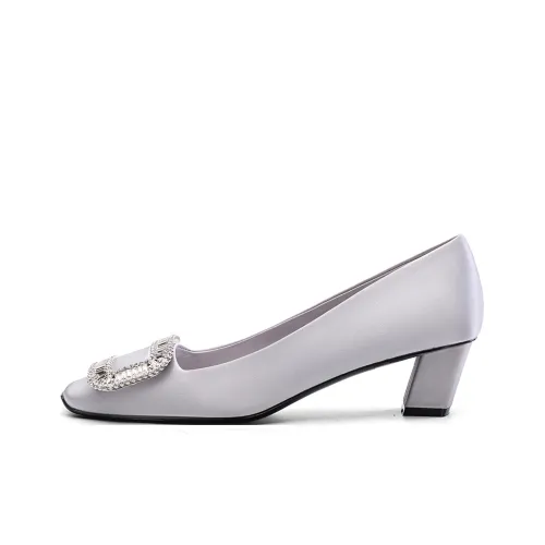 Siwei Квадратный каблук Высокие каблуки Женские Серебряные Серые