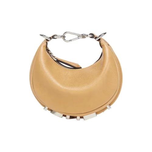 FENDI Fendigraphy Телячья кожа Полумесяц Сумка Мини Женская Бежевая