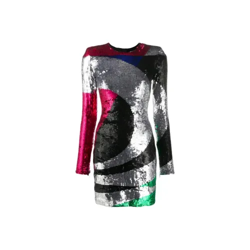 BALMAIN Черное Женское Длинное Платье с Длинными Рукавами