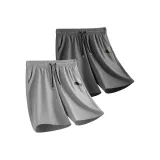 [Ледяной шелк охлаждающий] Светло-серый (Mb Штрих кисти Смайлик Логотип на штанах) + Темно-серый (Mb Штрих кисти Смайлик Логотип на штанах)