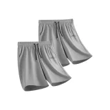 [Ледяной шелк охлаждающий] Светло-серый (Mb зеленые полосы логотип на штанах) + Светло-серый (Mb зеленые полосы логотип на штанах)