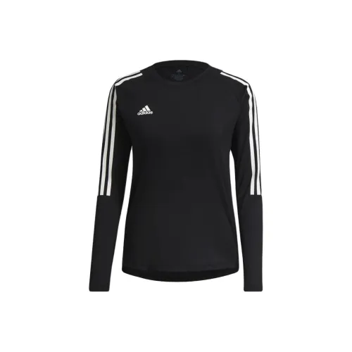 Adidas Рукав реглан T-рубашка Женская Черная