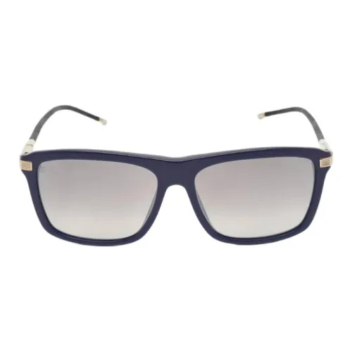 LOUIS VUITTON Ацетат Кожа Квадратные Солнцезащитные очки Мужские Синие