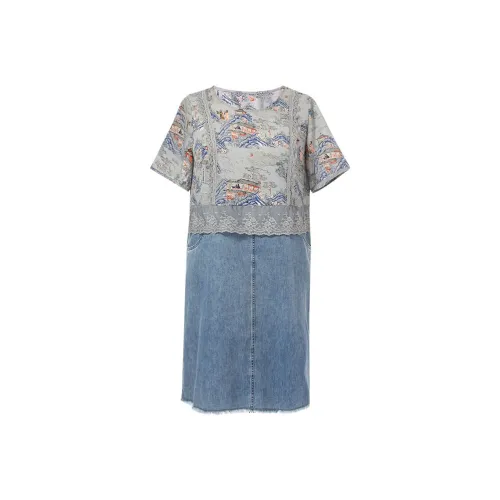 MSSHE Короткий рукав Платье Женское