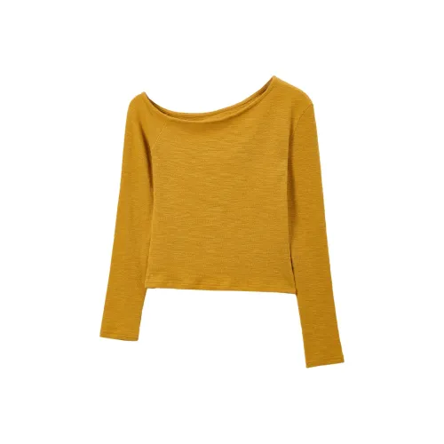 SUSANSAN Имбирно-желтые женские футболки T