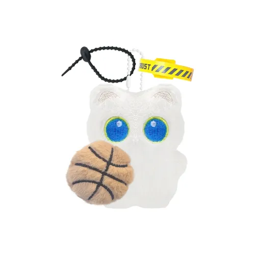 AIZIYUO Белый Кот Играющий Баскетбол Плюшевый Брелок 10,5 см Рекомендуемая Высота