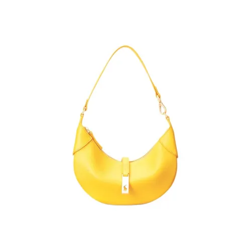 Polo Ralph Lauren Polo ID Коровья кожа Полумесяц Сумка Сумка через плечо Мини Женская Желтая