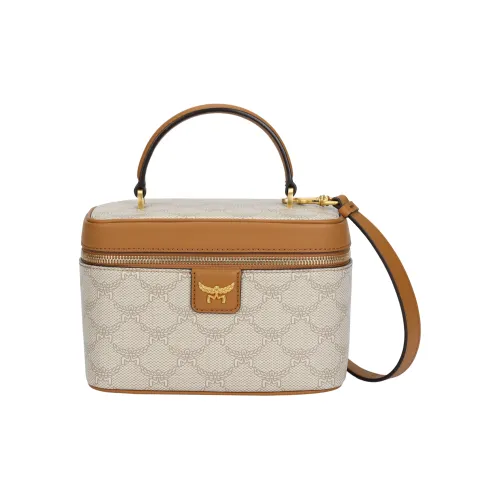 MCM Холст с кожей наппа косметичка сумка сумка через плечо маленькая женская бежевая