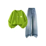 DiHG Сердце-образный Крючок и Петля K Травяной Зеленый + Однотонный Морская Соль Синий