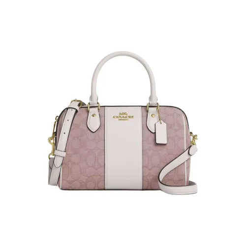 COACH Rowan Ткань с коровьей кожей Сумка через плечо Сумка среднего размера Женская Белая и Фиолетовая