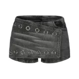 Черные промытые винтажные джинсовые шорты (в наличии)