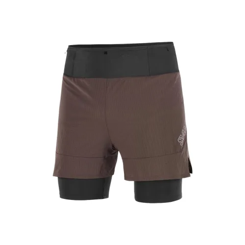 SALOMON Спортивные шорты Мужские Темно-коричневый Черный