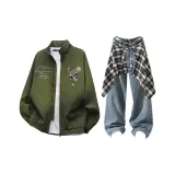 Армейский зеленый + винтажный синий джинсы