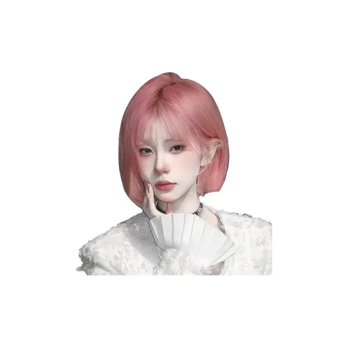 QIYEXUE One Cut Модный Розовый Короткий Локоны Женская Перука Высокая Температура Пряжа