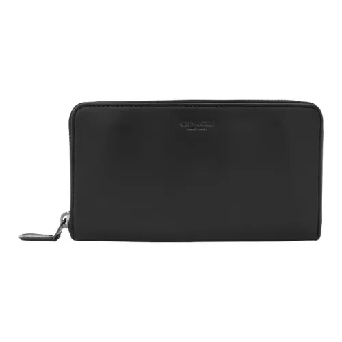 COACH Аккордеонный кошелек Телячья кожа Кошелек Маленький Мужской Черный