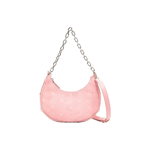 MCM Aren Visetos Наппа Кожа Плечевая Сумка Сумка с Цепочкой Сумка через плечо Маленькая Женская Розовая