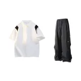 Белый топ+черные брюки