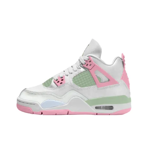 Jordan Air Джордан 4 Support MID Топ Детские Баскетбольные Кроссовки Белый Розовый Зеленый Подростки