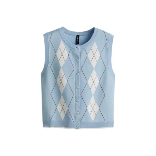 H&M Светло-синие/Ромб Узор Женские Майки