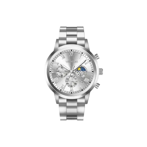 WSK Кварцевый механизм ремешок из нержавеющей стали мужские часы черный циферблат