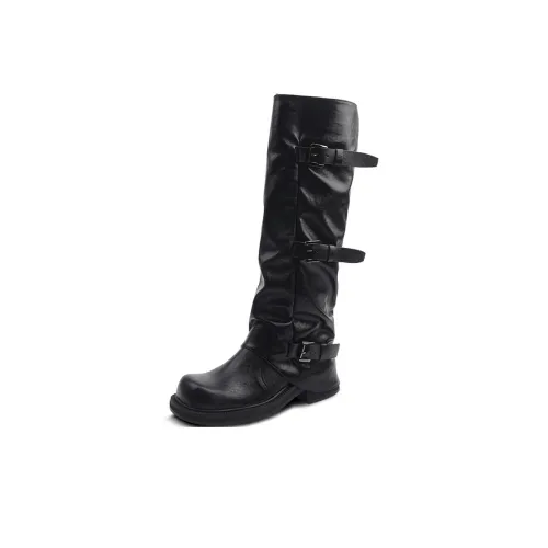 AFJI Женские высокие сапоги на каблуке черные