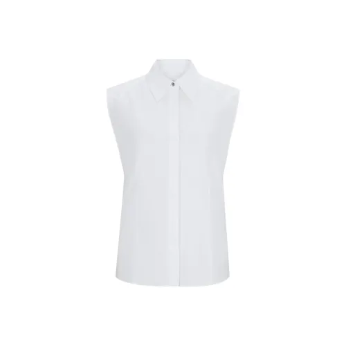 Hugo Boss Без рукавов Блузка из Эластичного Хлопка Холст Рубашка Женская Белая