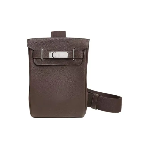 HERMES Hac a Dos Коровья кожа Sling Сумка Маленькая Мужская 46 Ebene Эбеновое дерево