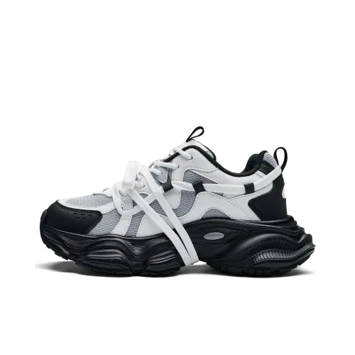 KAPPA Urban Sports Спина к Спине визуально увеличивает рост устойчивые к истиранию легкие с подошвой кроссовки женские черно-белые