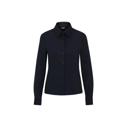Hugo Boss Extra Облегающий крой Блузка в итальянском стиле с эластичным выступлением эластичная рубашка женская черная
