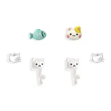 Кошка, Рыбка, Серьги-гвоздики, Набор из трех предметов, 01