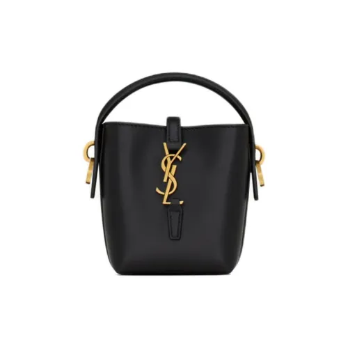 SAINT LAURENT Корова Кожа Ведрообразная Сумка Сумка через плечо Сумка через плечо Экстра Мини Женская Черная