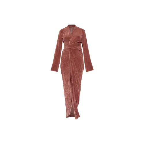 RICK OWENS Red Женские Длинные Платья с Длинными Рукавами
