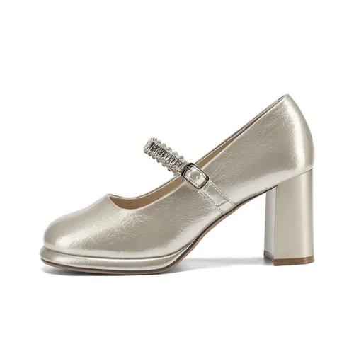 FIVE PLUS Туфли Мэри Джейн с грубым каблуком 7,5 см женские