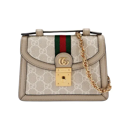 GUCCI Ophidia Кожа Одно плечо Сумка Мини Женская Бежевая и Белая