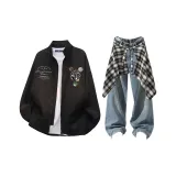 Чёрный + Винтажный Синий Джинсы