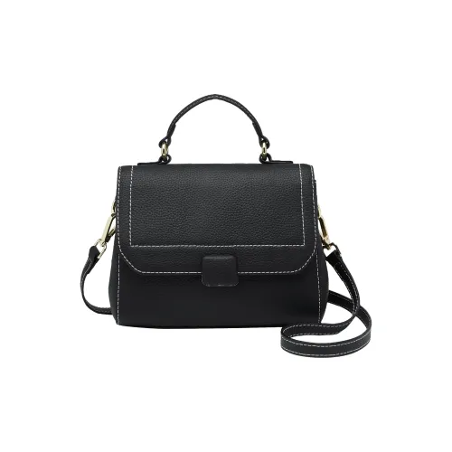 ZOOLER Сумка через плечо из крупнозернистой текстуры кожа коровы женская черная