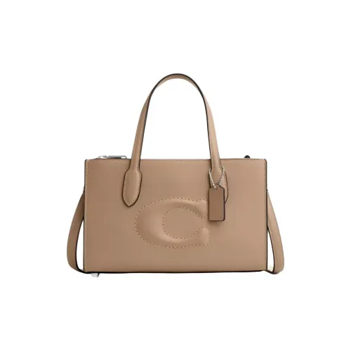 COACH Коровья кожа Тоут Сумка Сумка для покупок Сумка через плечо Сумка Маленькая Женская Бежевая