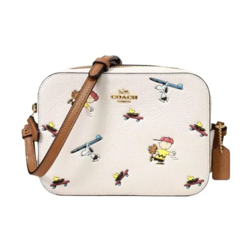 COACH X PEANUTS Снупи Коллаборация Camera Кожа Camera Сумка Маленькая квадратная сумка Сумка через плечо Сумка на плечо