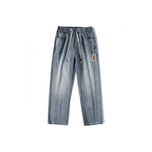 SNOOPY Серый Пыльно-Синий Унисекс Джинсы