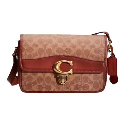 COACH Studio Monogram Canvas Leather Crossbody Bag Medium Women's Brown