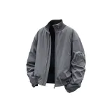 Серый укороченный бомбер из мягкой ткани