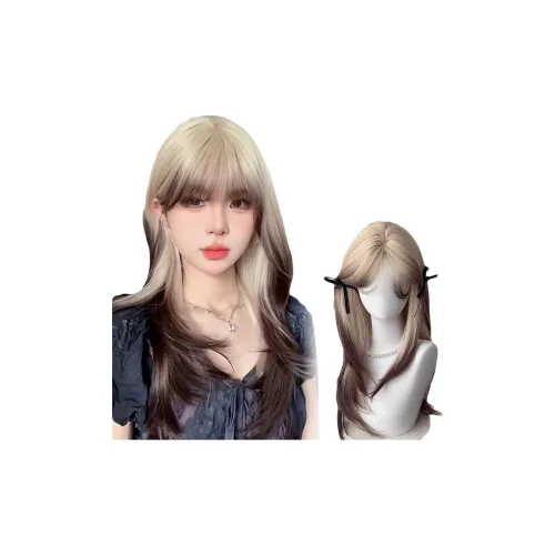 MUNINGFEI Siamese Cat Collection Черный золотой Градиентный High End Женская Перука Высокая температура Пряжа Длинные Прямые волосы
