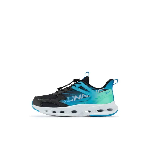 XTEP Амортизация SPIN Отскок Устойчивый к истиранию Дышащий Низкий Топ Детская беговая обувь Черный Синий Синий Детская