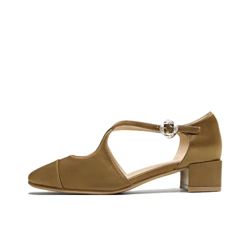 TATA Квадратный каблук Мэри Джейн Женские туфли Хаки зеленый