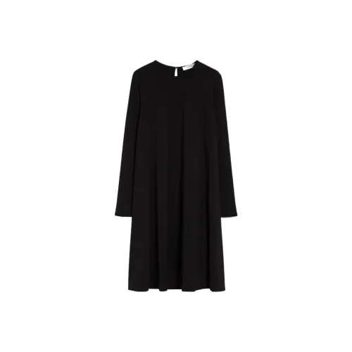 MaxMara Длинное платье с длинными рукавами женское черное