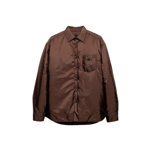 PRADA Какао-коричневые Мужские Рубашки
